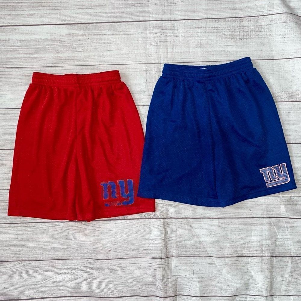 Badger New York Giants YM & YS athletic mesh shorts red and blue